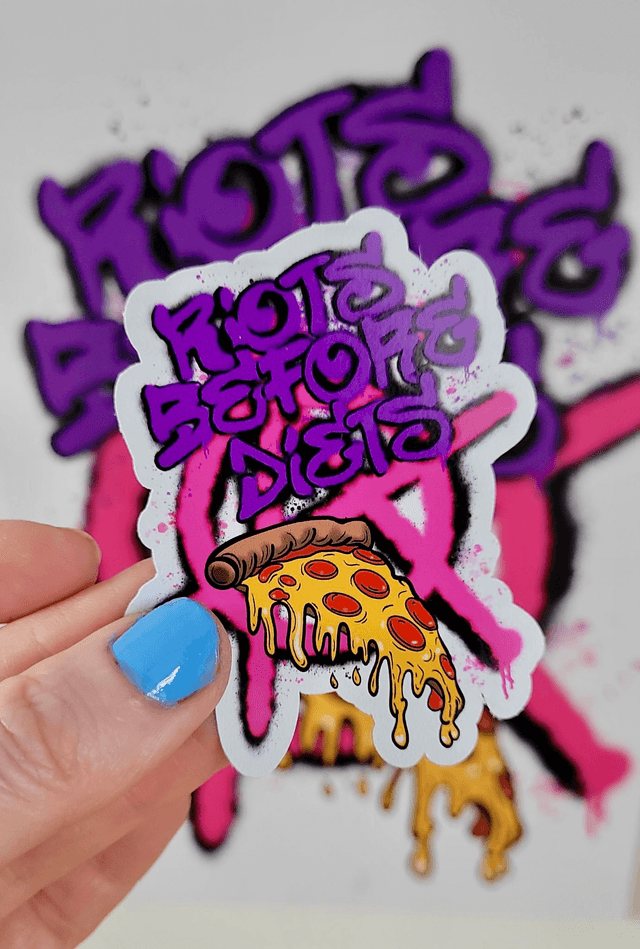 Riots Before Diets Punk Pizza Sticker – Glossy Vinyl