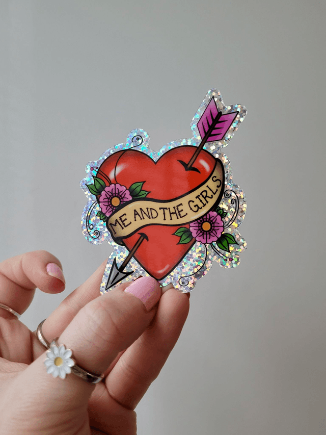 Glitter Me and the Girls Tattoo Heart Vinyl Sticker