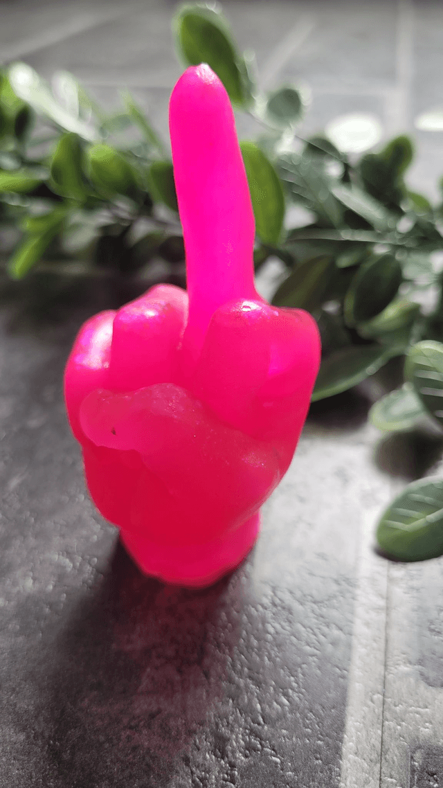 Middle Finger Hand Ornament – Bright Pink Glitter 