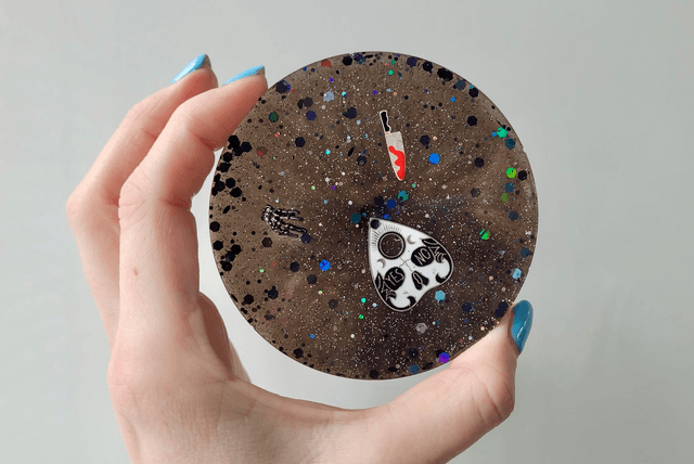 Coaster - Gothic Horror, Planchette, Skeleton Hand, Bloody Knife