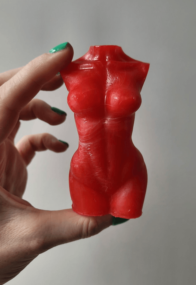 Female Body Ornament - Red & White Swirl