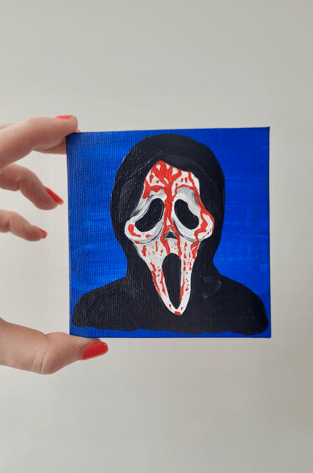 Original Mini Canvas Painting – Bloody Ghostface - Scream Movie