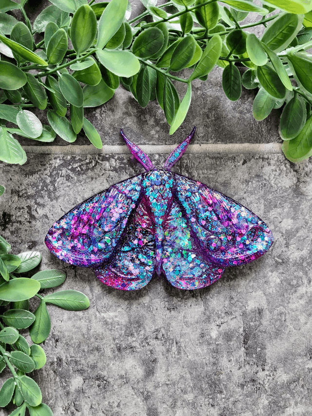 Moth Wall Hanging – Purple & Pink Chunky Glitter