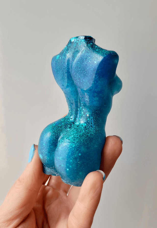 Female Body Ornament - Blue Glitter