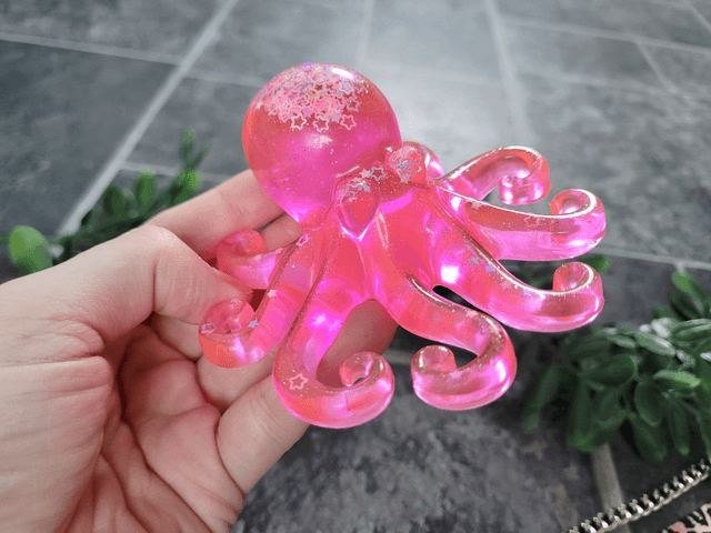 Octopus Ornament - Pink Glitter