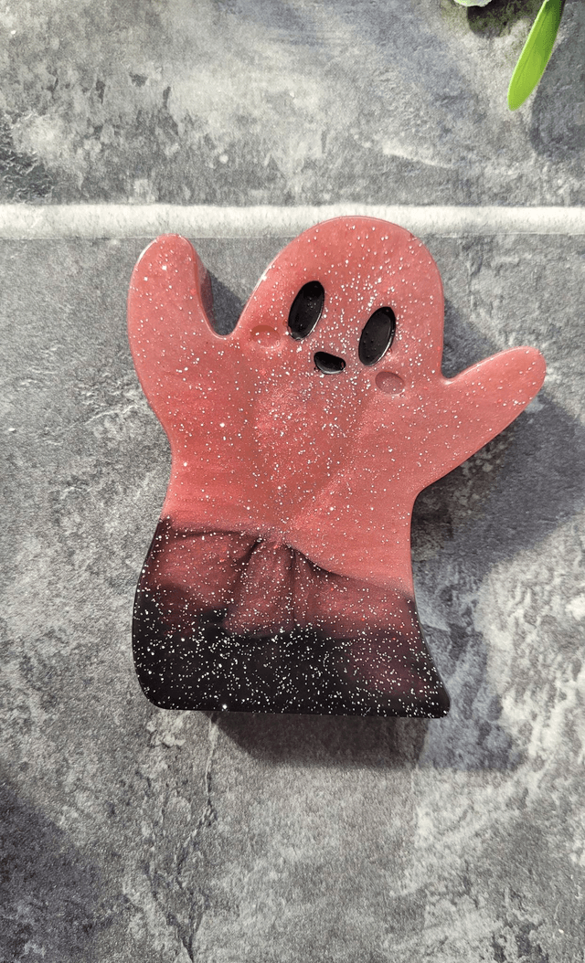 Ghost Ornament - Red-Orange & Black Glitter Ombré Mix