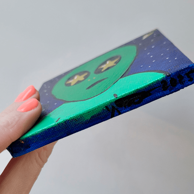Original Mini Canvas Painting – Starry Eyed Alien