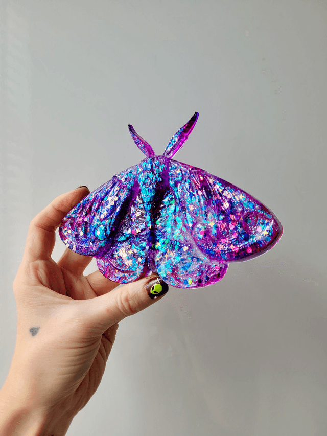 Moth Wall Hanging – Purple & Pink Chunky Glitter