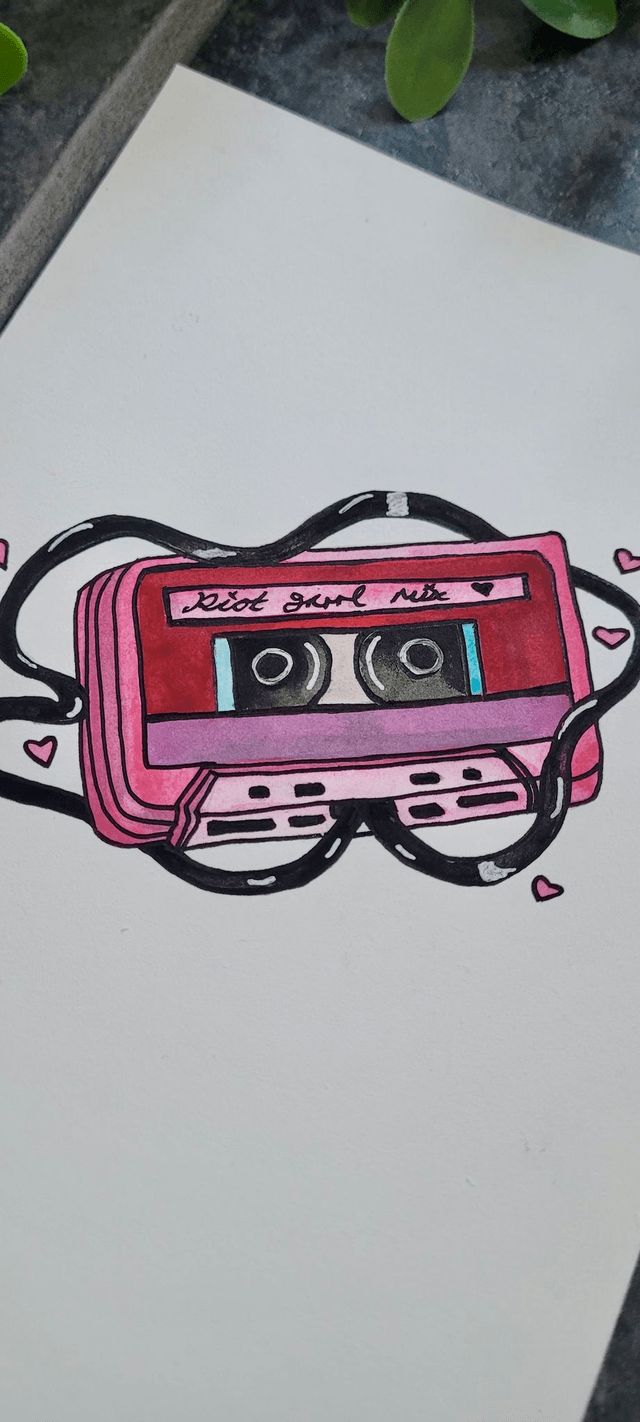 Original Watercolour Painting – A5 - Riot Grrrl Mix Tape