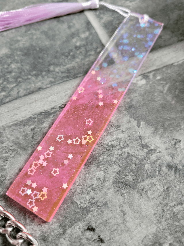 Pink & Clear Ombre Glitter Star Bookmark