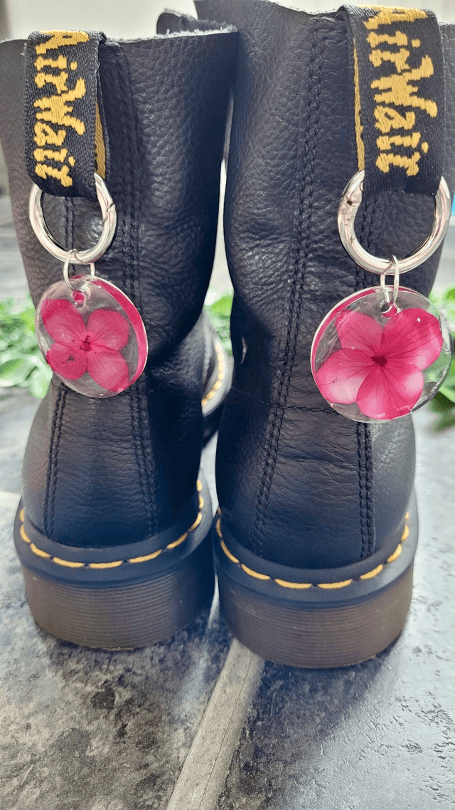 Boot Charms - Pink Pressed Flowers