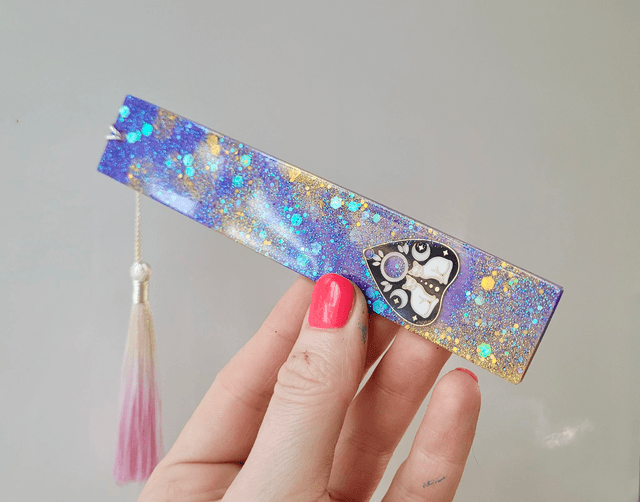 Purple & Gold Glitter Cat Planchette Bookmark