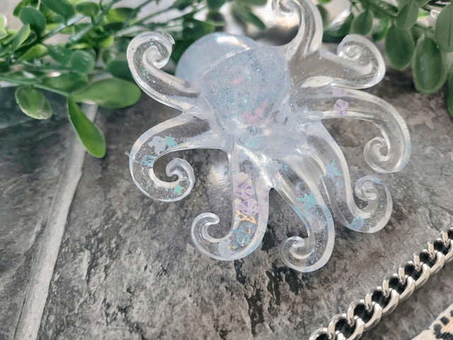 Octopus Ornament - Clear & Floral Fantasy 