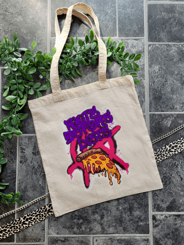Riots Before Diets Pizza Punk Tote Bag