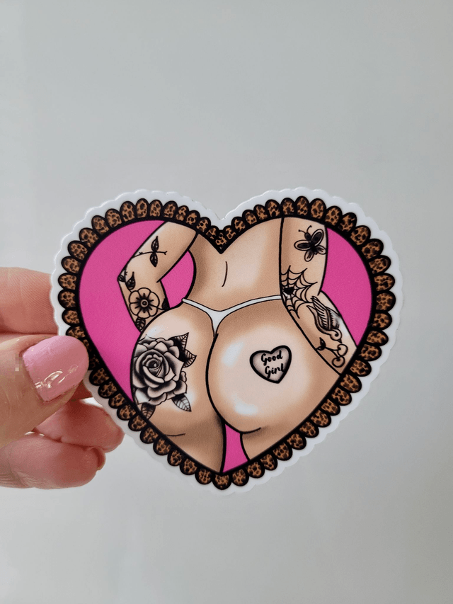 Good Girl Bum Tattoo Heart - Butt Vinyl Sticker