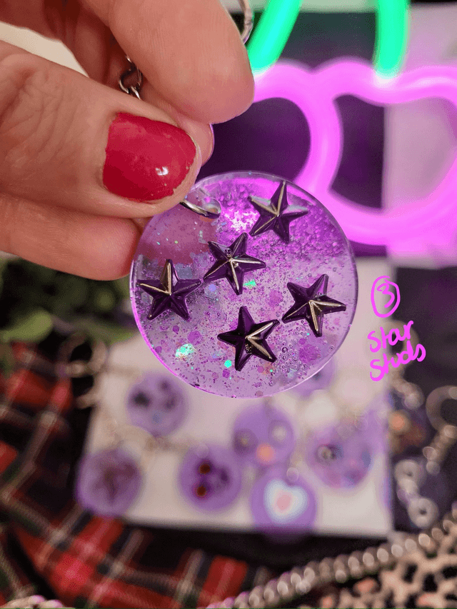 Purple Circle Keyrings - Various Keychains