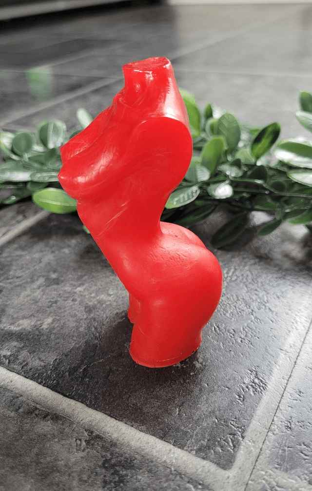 Female Body Ornament - Red & White Swirl