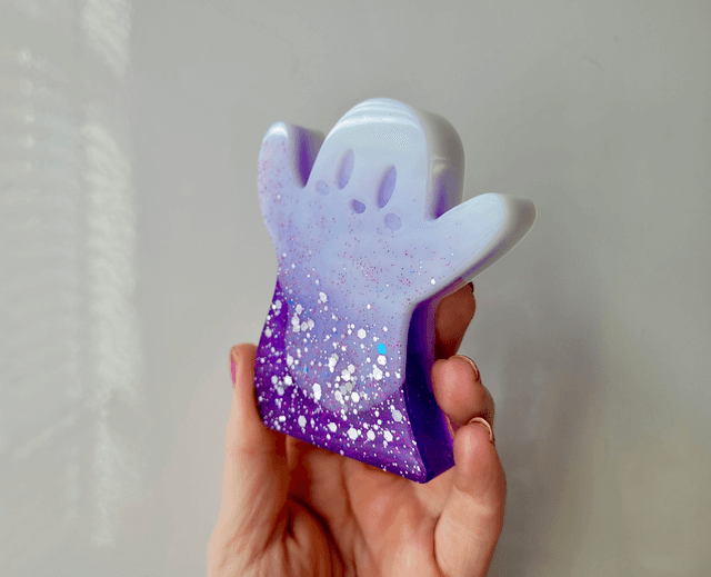 Ghost Ornament - Purple & White Glitter