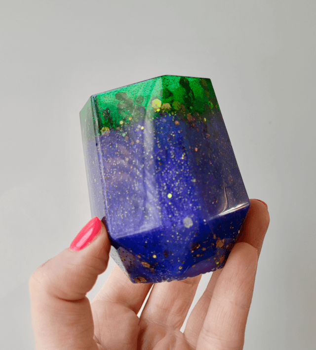 Pencil Pot – Blue & Green with Gold Glitter