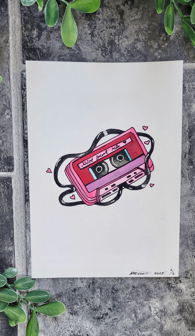 Original Watercolour Painting – A5 - Riot Grrrl Mix Tape