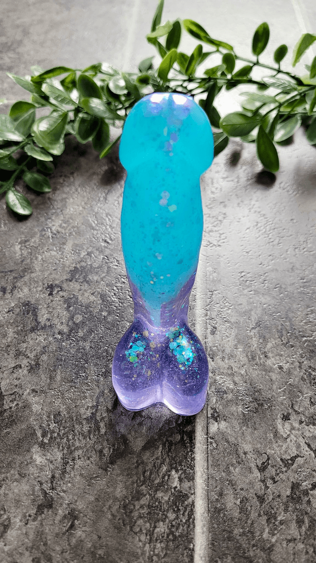 Penis Ornament - Lilac and Blue Teal Glitter - 12cm