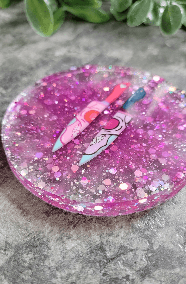 Coaster - Pink Glitter & Skull Knives