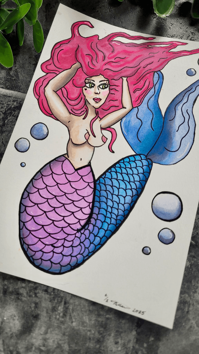 Original Watercolour Painting – A5 - Mermaid
