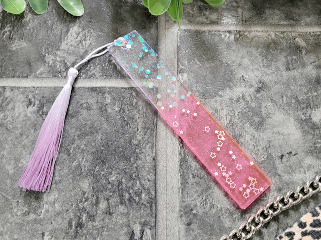 Pink & Clear Ombre Glitter Star Bookmark