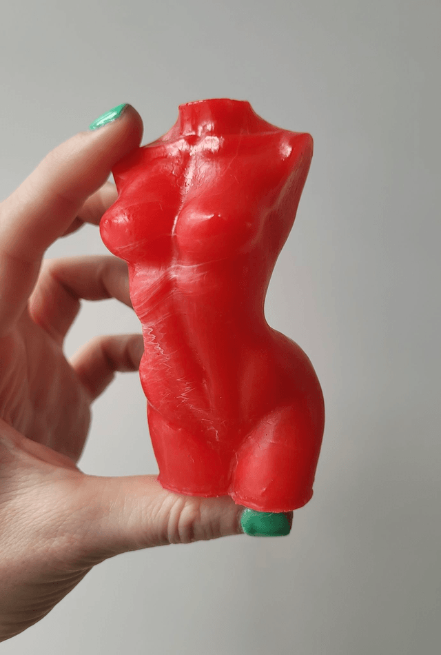 Female Body Ornament - Red & White Swirl