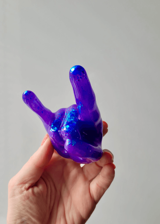 Rock On Hand Ornament – Purple & Blue Glitter