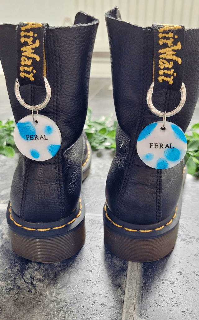 Boot Charms - FERAL - Blue and White Glitter