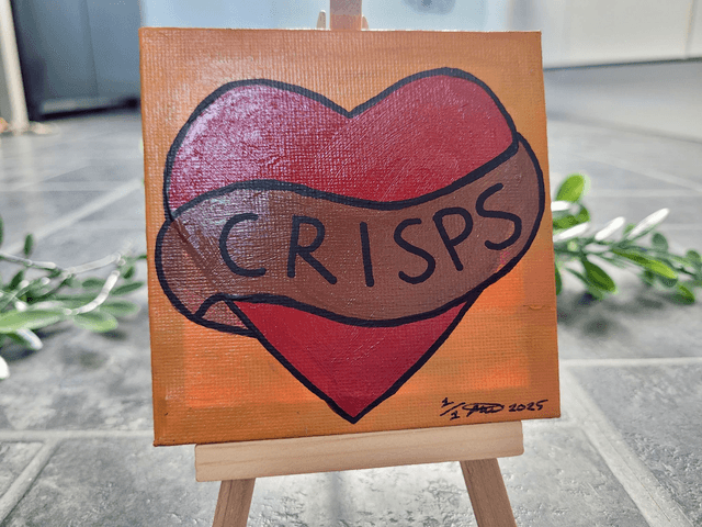 Original Mini Canvas Painting - Heart ‘CRISPS’