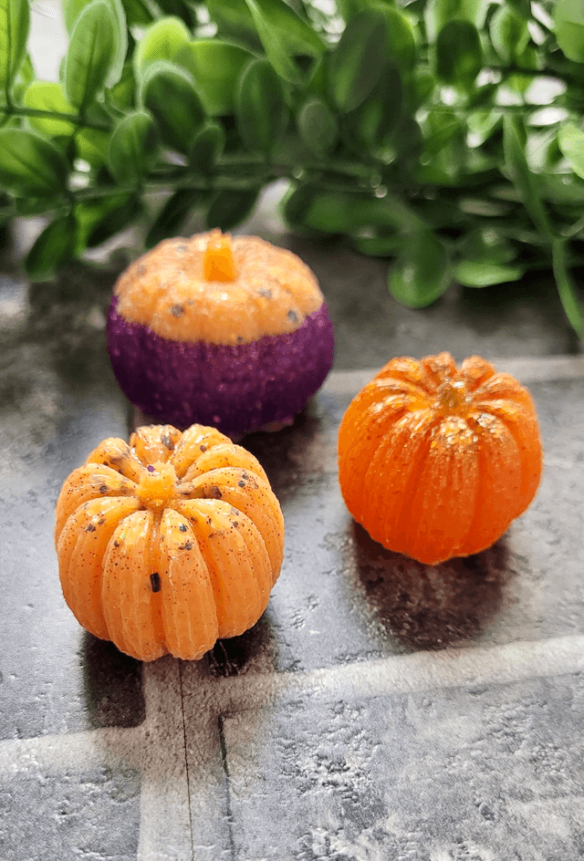 Orange & Purple Glitter Resin Pumpkin - Medium