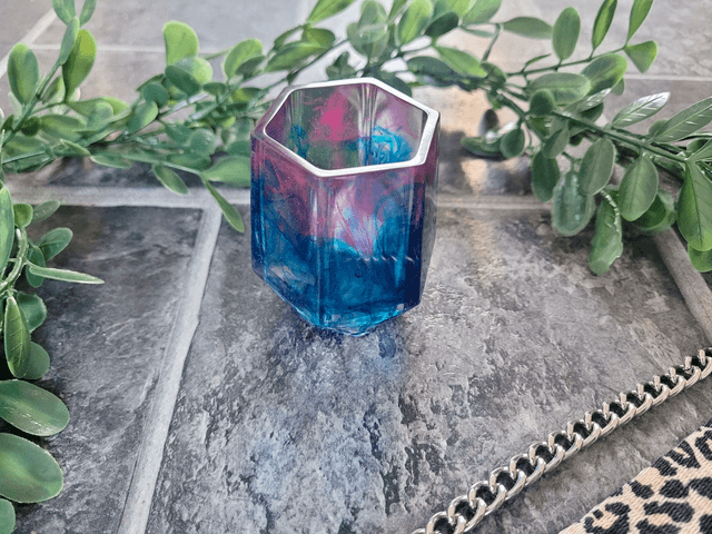 Pencil Pot – Bold Blue & Magenta Swirl