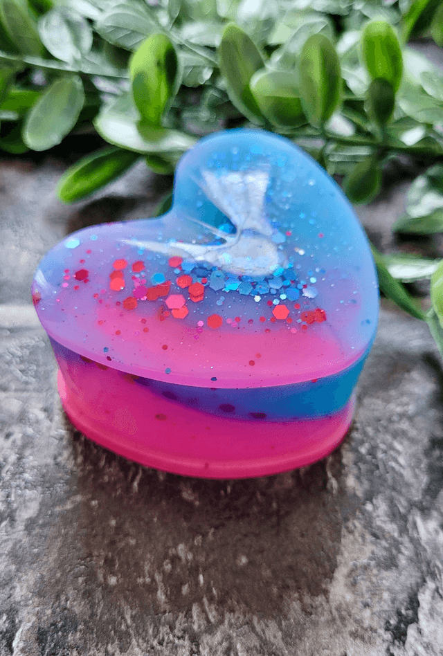 Heart Pot Trinket Tray – Bright Pink and Blue Glitter Heart Shaped Box
