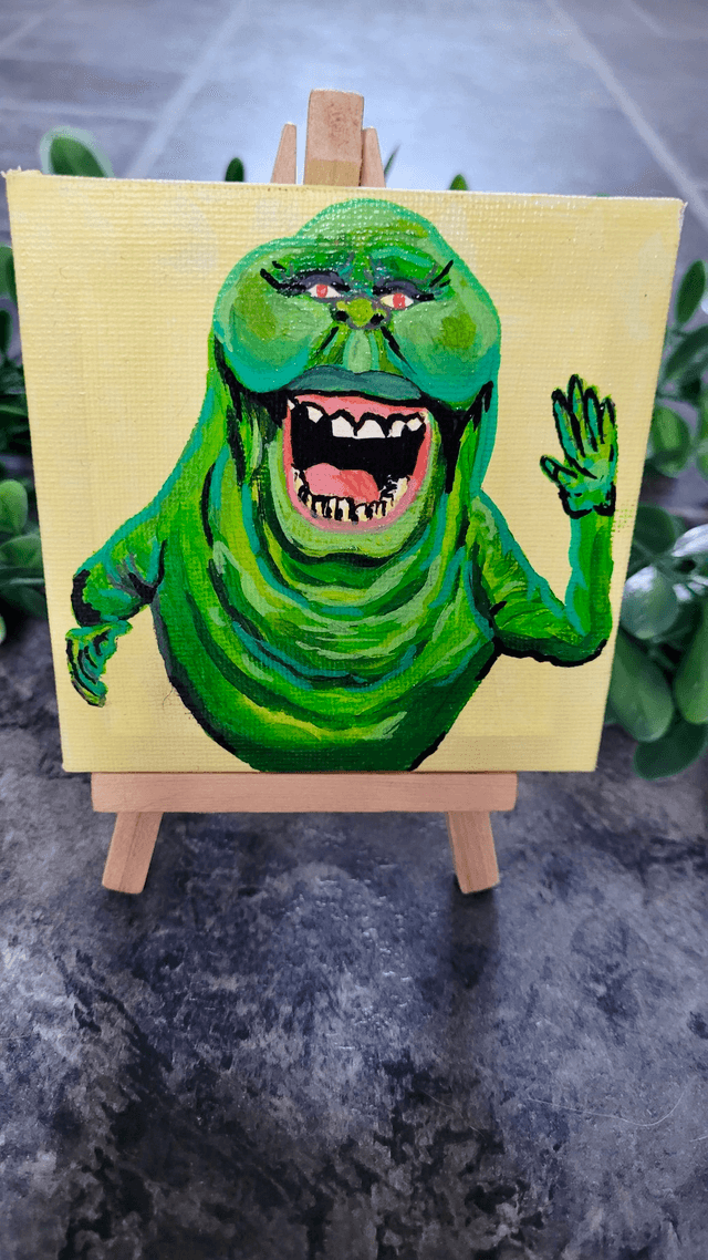 Original Mini Canvas Painting – Slimer - Ghostbusters Fan Art