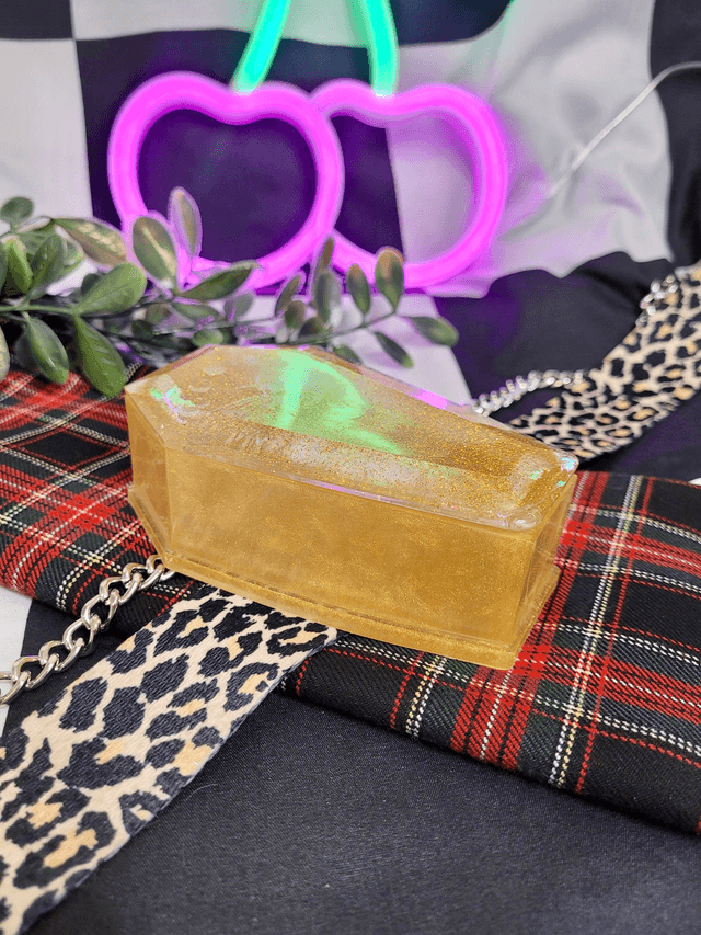 Coffin Trinket Box - Gold with Moth Design