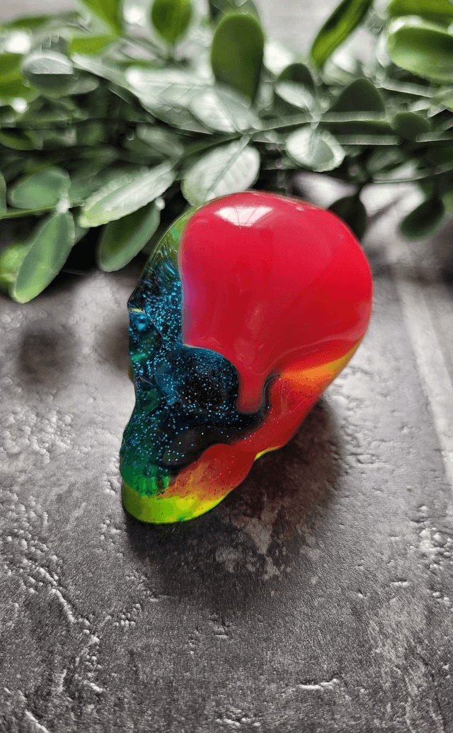 Skull Ornament - Medium -  Rainbow Glitter