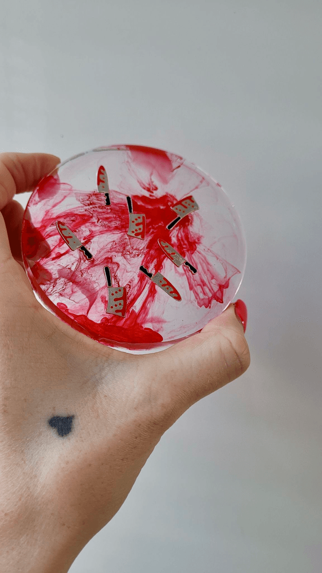 Coaster - Bloody Knife and Cleaver Horror Inspired Round Circular Coasters