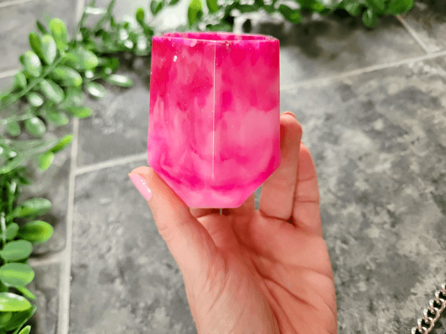 Pencil Pot – Pink & White Tie Dye Glitter Milkshake Swirl