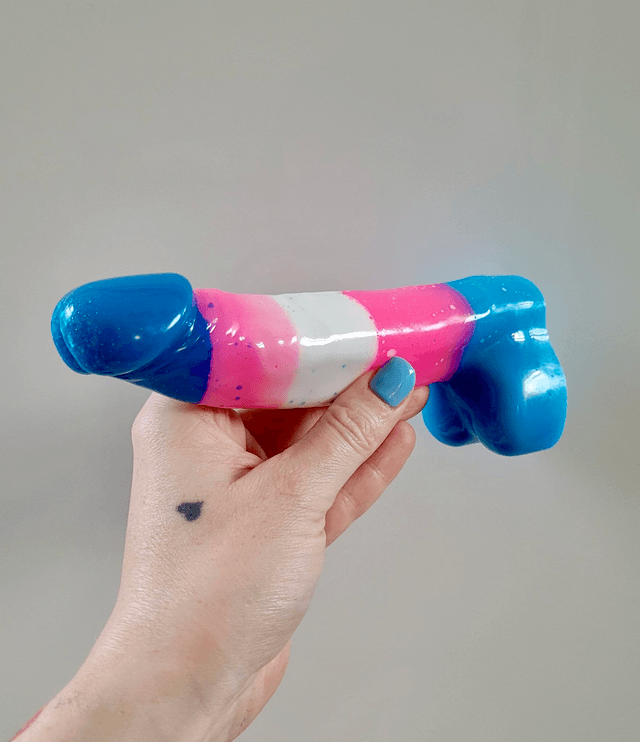 Penis Ornament -Bright Pink, Blue, White. Trans Flag - Large - 17cm