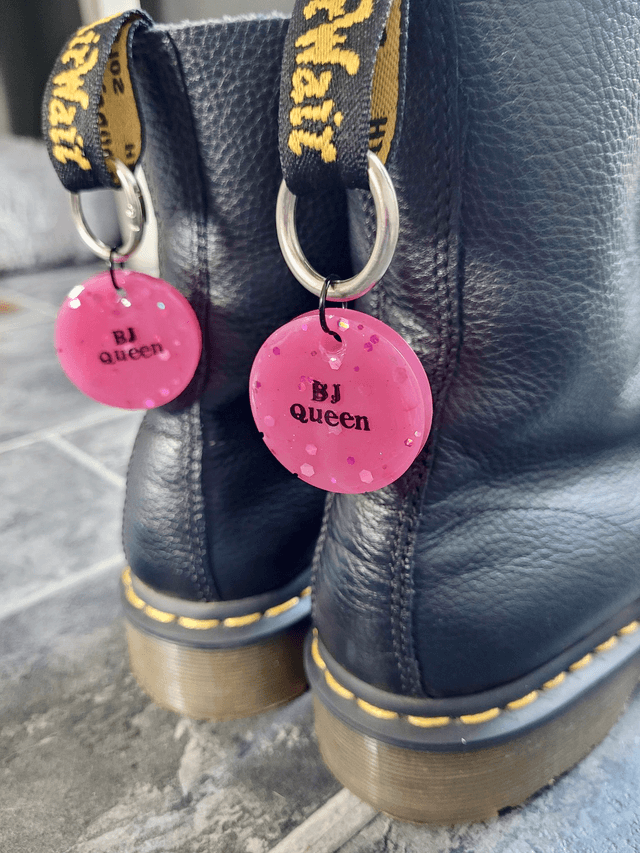 Boot Charms - BJ QUEEN Pink Glitter NSFW Boot Charms Pair