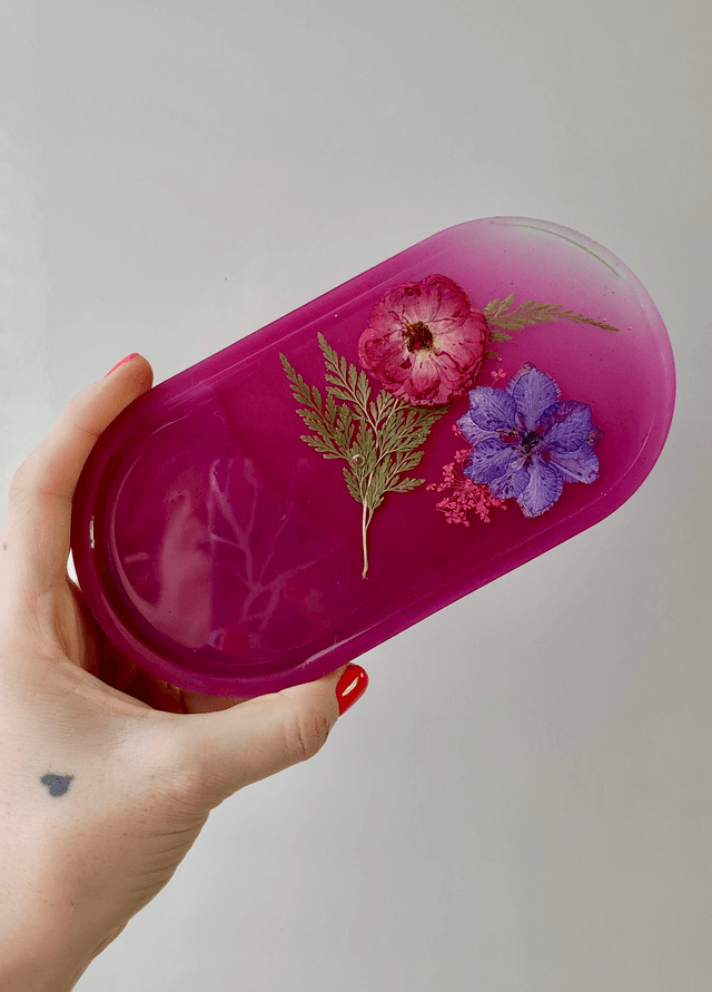 Trinket Tray - Purple Floral - Dried Flowers