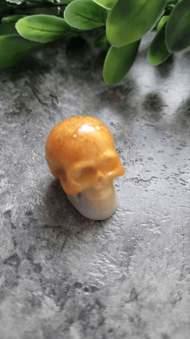 Skull Ornament - Mini - Gold and White Pearl Shimmer