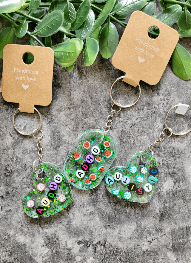 Neurodivergent Pride Resin Keychains - Autistic, ADHD, AuDHD Keyrings - Choose Your Design