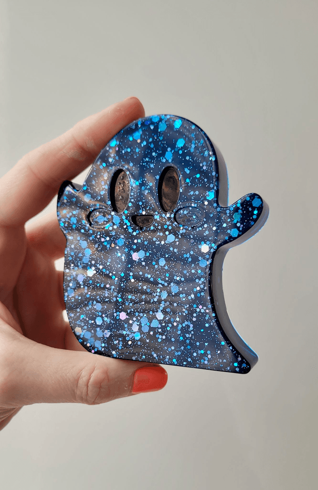 Ghost Ornament - Nocturne - Deep Blue Glitter 