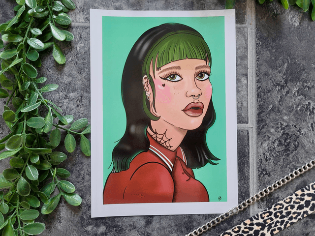 Punk Girl A4 Art Print