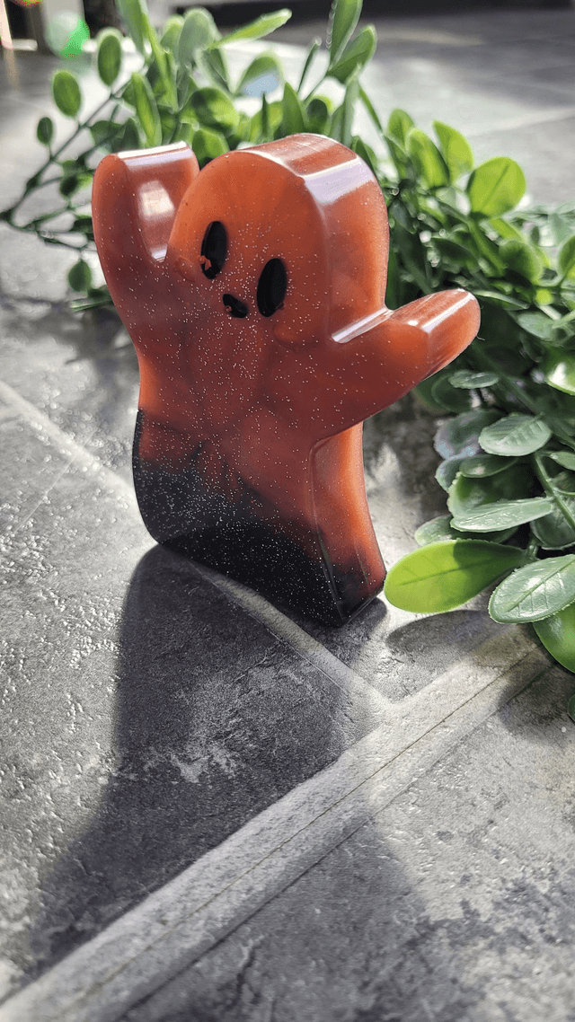 Ghost Ornament - Red-Orange & Black Glitter Ombré Mix
