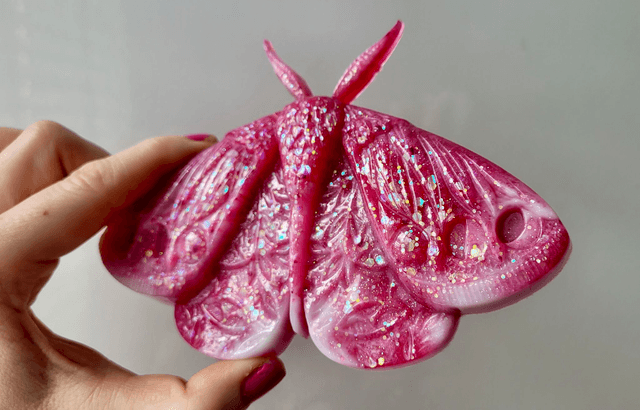 Moth Wall Hanging - Pink & White Glitter