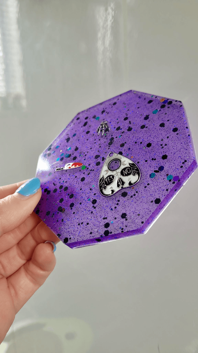 Coaster - Knife, Ouija Planchette, Skeleton, Horror Inspired Purple Coaster 